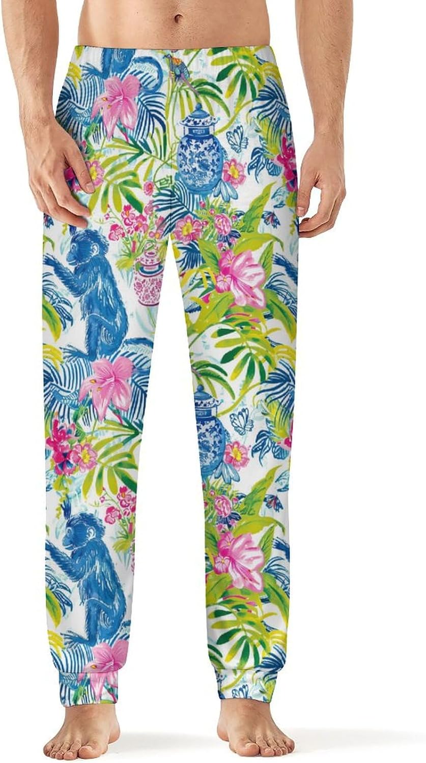 Birds Pattern Men's Pajama Home Pajamas Lightweight Pajama Pants