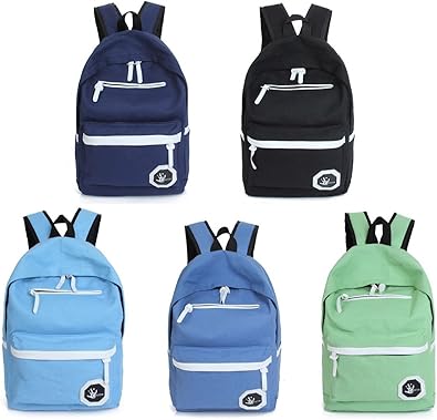 Amazon ファスナーがポイント シンプルな単色カラー 大容量 リュック 通学用 キャンバス地 リュックサック 通学用 大きめ おしゃれ 人気 高校生 中学生 学生 可愛い レディース 女子 カード キーケース付き Have Cat 13 ブルー タウンリュック ビジネスリュック