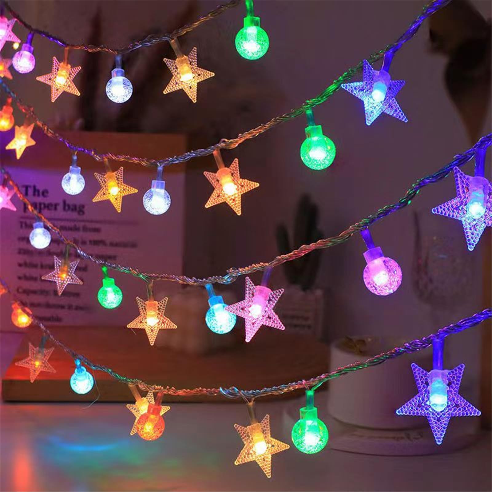Mateju Solar String Lights Outdoor Garden, 8 Modes Solar Powered Waterproof LED Stars Fairy Lights with Remote for Indoor Bedroom, Patio, Yard, Party, Wedding (Colorful,12M/100LED)
