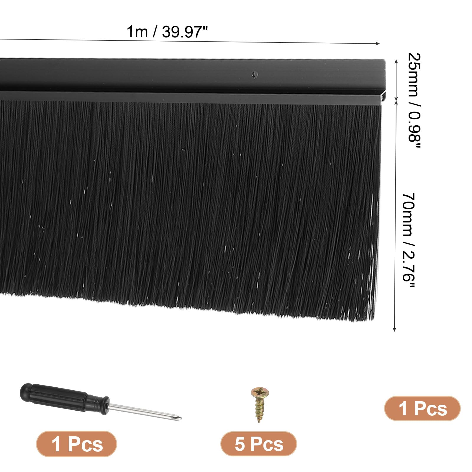 PATIKIL Door Brush Sweeps 2.76" Bristles x 47.24" Long - Image 2