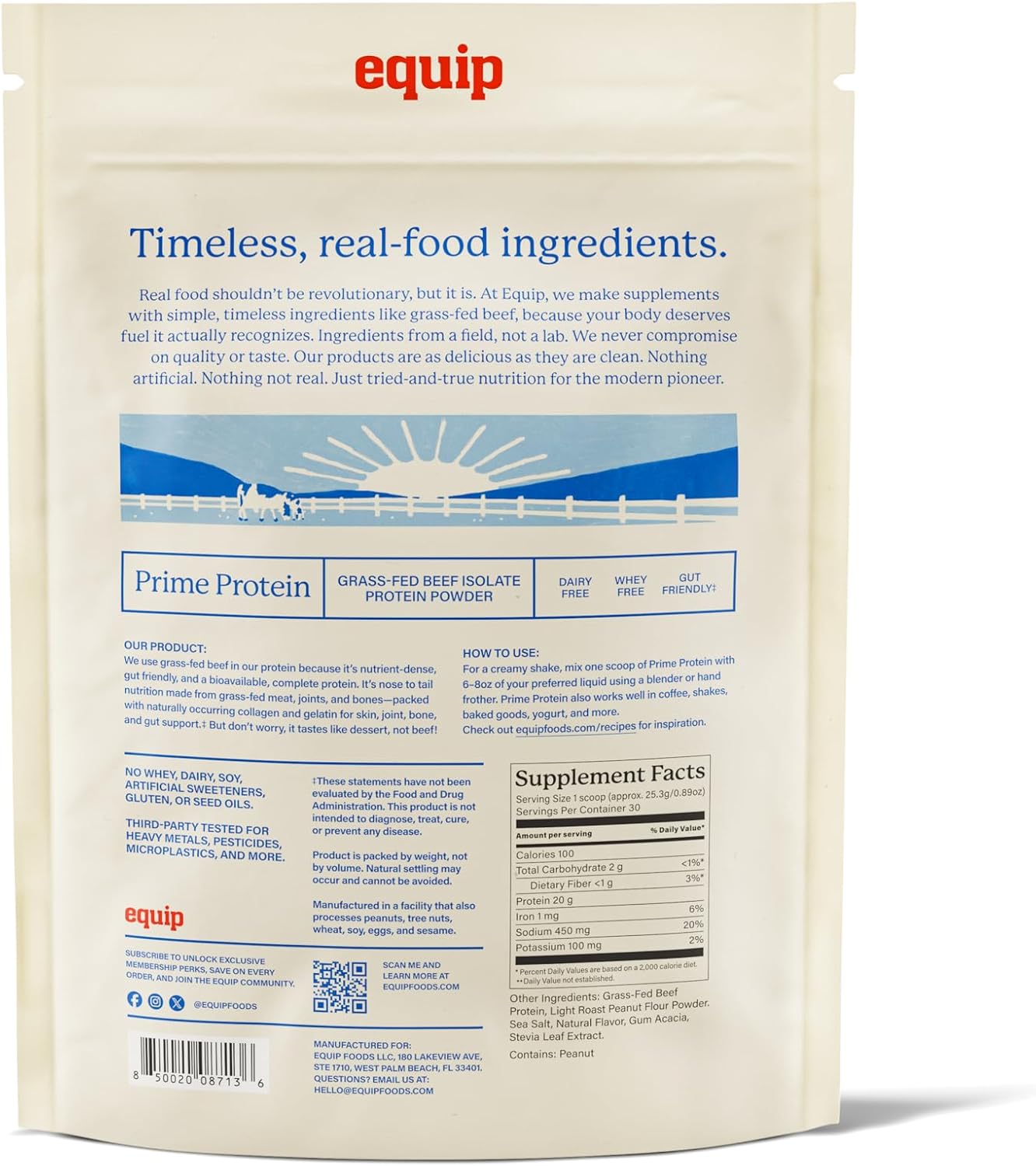 Equip Foods Prime Protein Powder | Clean, Grass Fed Beef Protein Powder for Women & Men | Carnivore Protein Isolate | Paleo, Keto Friendly | Gluten & Dairy Free | 30 Servings, Peanut Butter - Image 8