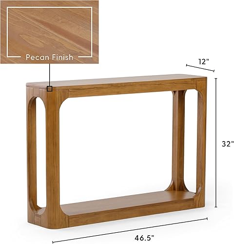 Miniatura 2 de Plank+Beam Forma Mesa Consola, 46 Pulgadas, Mesa de Sofá de Madera Maciza, Mesa de Entrada para Pasillo, Mesa Estrecha Detrás del Sofá, Mesas Nuez