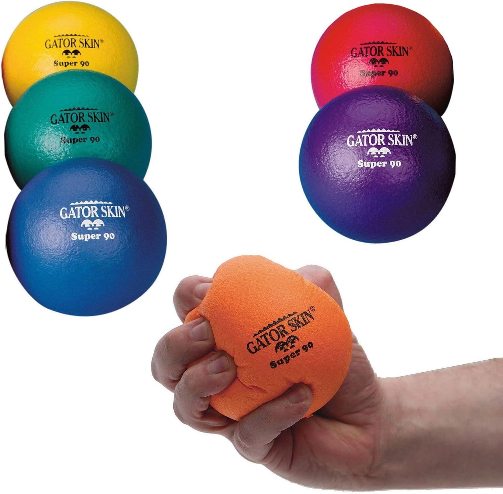 S&S Worldwide Gator Skin Super 90 Balls. 3.5" PU Coated Foam Balls in Assorted Colors, Soft No-Sting Balls are Great for Indoor Baseball/Softball, Floor Hockey Ball, and PE Games. Set of 6.
