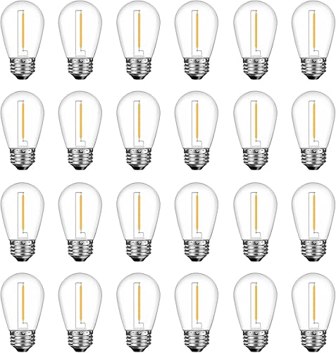 Miniatura 13 de Paquete de 24 Bombillas LED S14 de Colores para Luces de Cadena Exteriores, Bombillas de Repuesto Irrompibles de 1W para Luces de Patio, Regulables,