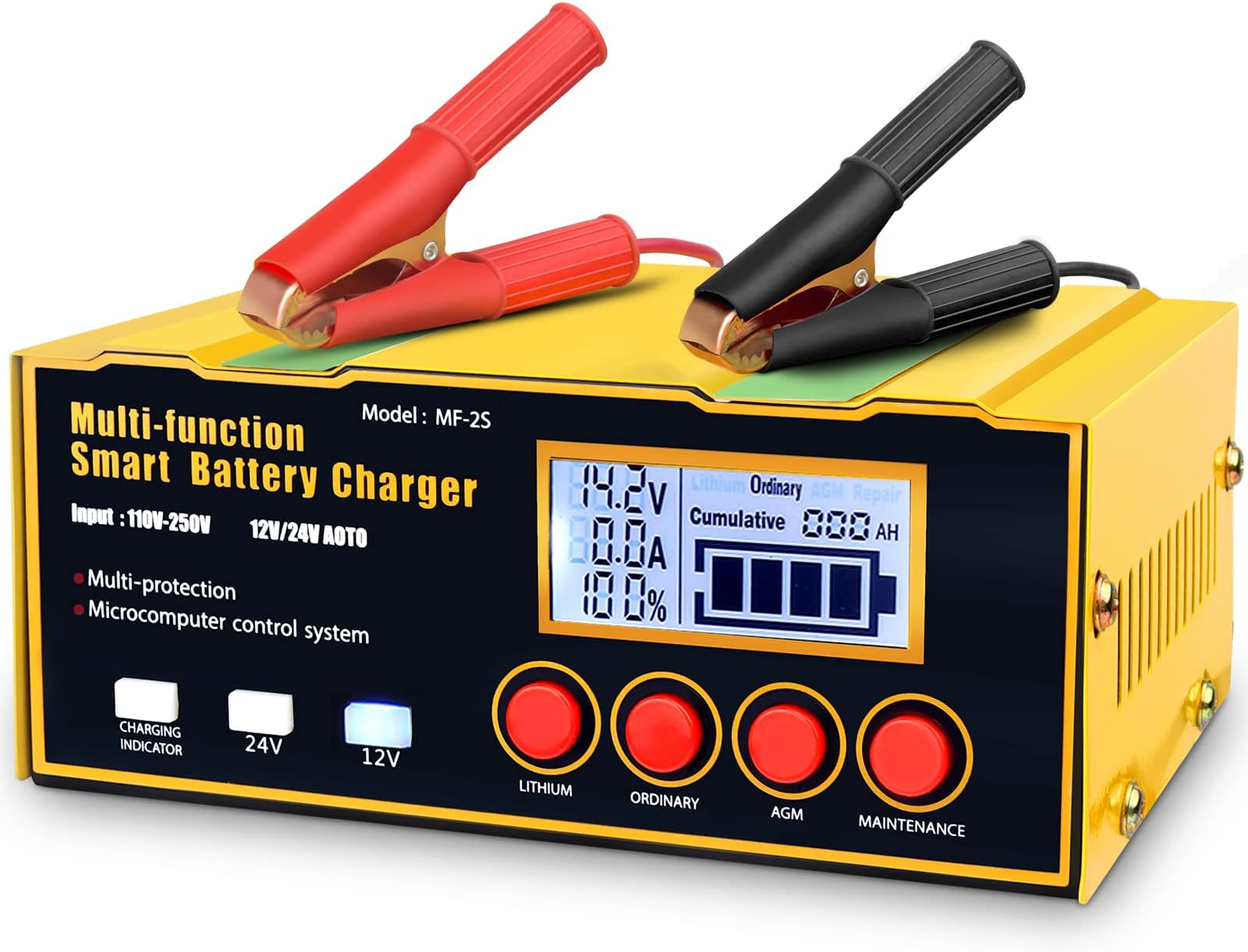 TPE 12V 24V Pure Copper Core Pulse Repair Start/Stop Car Battery Charger 12-Amp Smart Battery Charger forLithium,Lead-Acid(AGM/Gel/SLA),Boat,Motorcycle,Lawn Mower