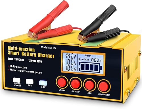 TPE Cargador de batería inteligente de 12 V y 24 V con núcleo de cobre puro para reparación de pulsos, arranque/parada, cargador de batería