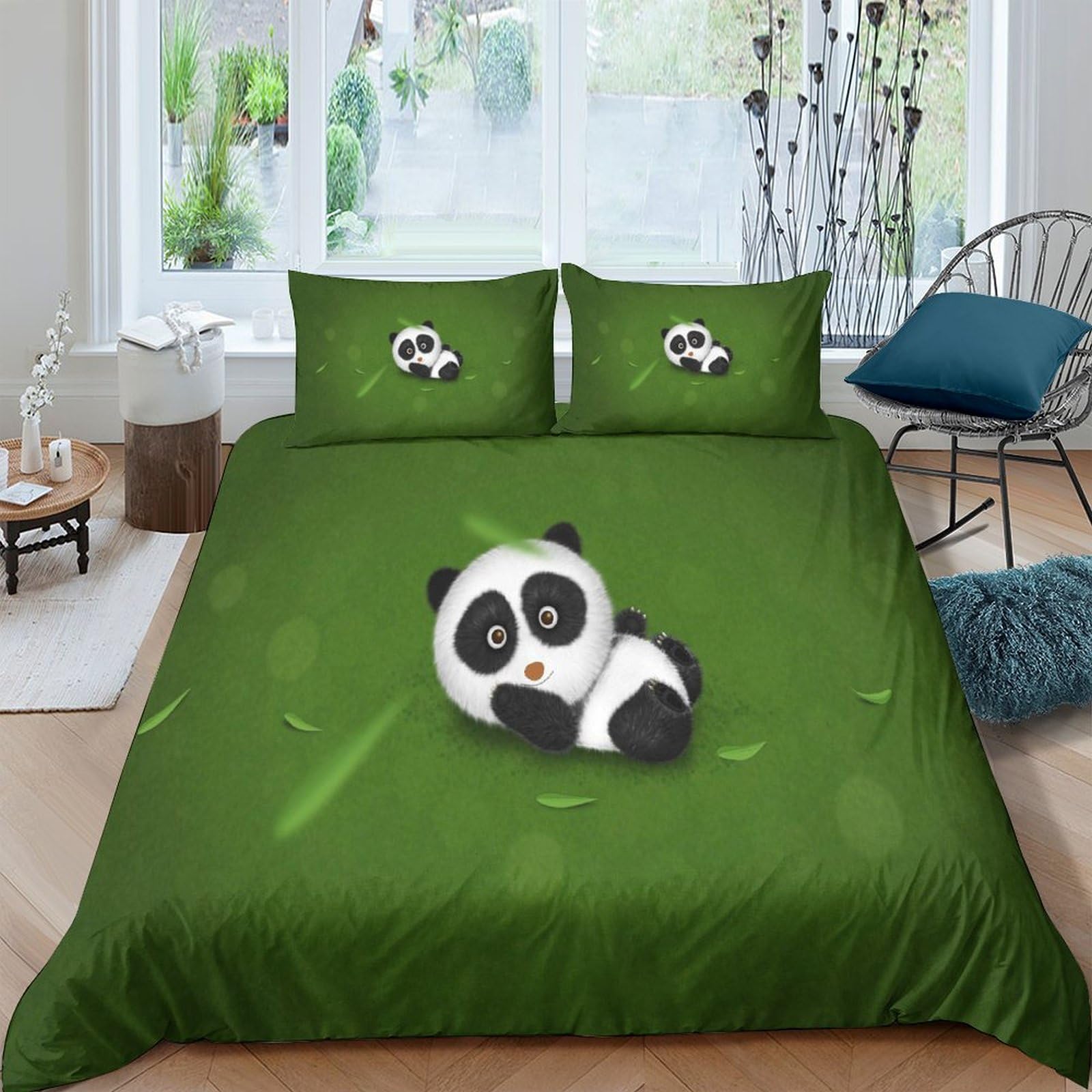 Parure de lit 3 pièces double 200x200cm housse de couette panda