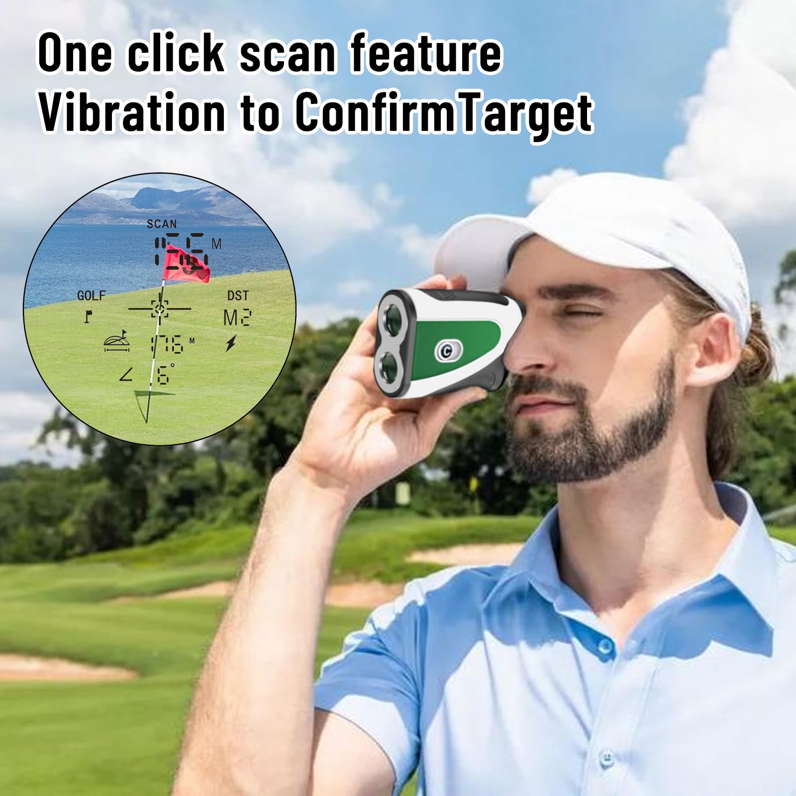 Telemetro da golf con ingrandimento 7x, telemetro laser da 1200 metri con compensazione della pendenza, vibrazione Flag-Lock e batteria ricaricabile, ideale per golfisti, caccia e attività all'aperto
