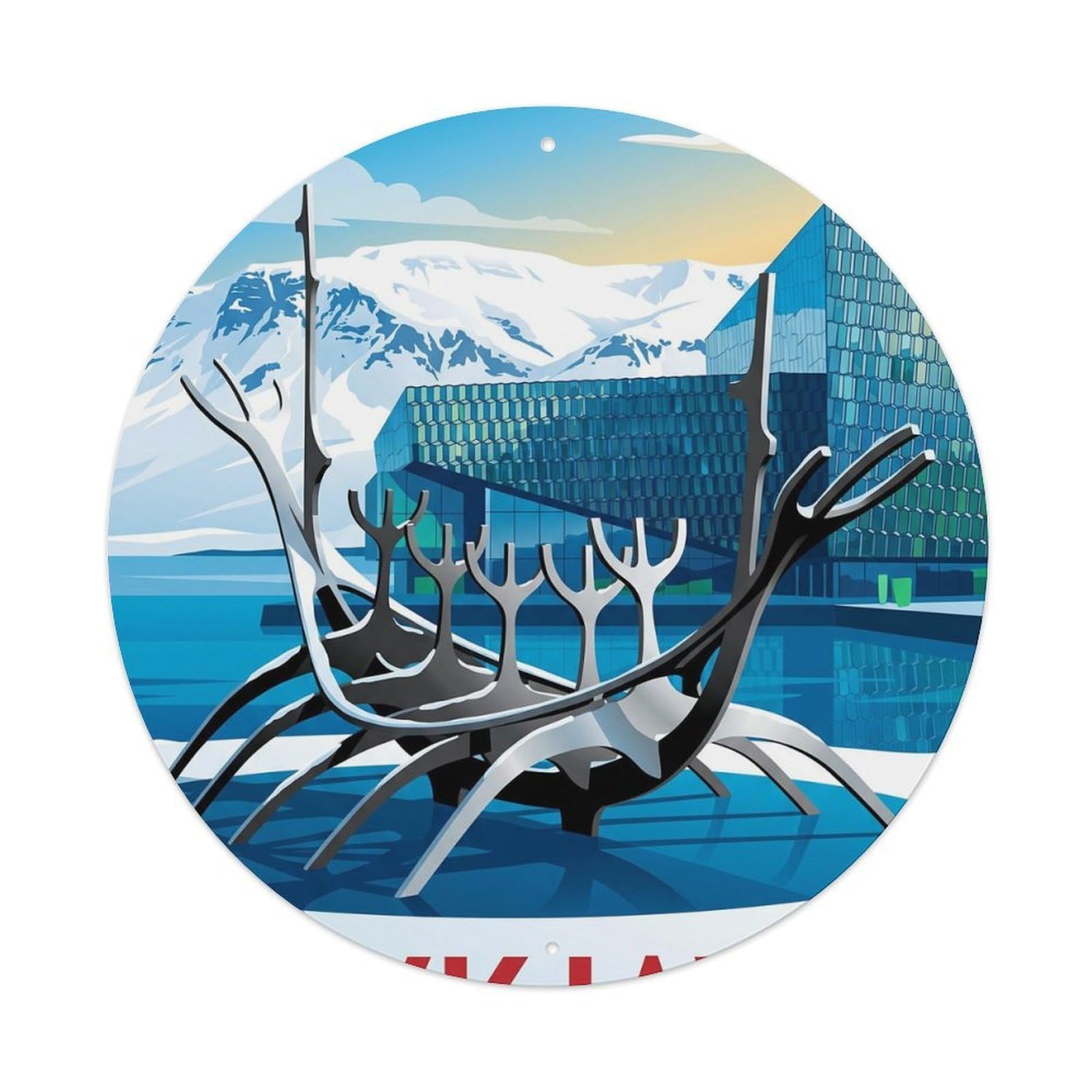 Vintage Travel Reykjavik Iceland Clean Metal Tin Sign