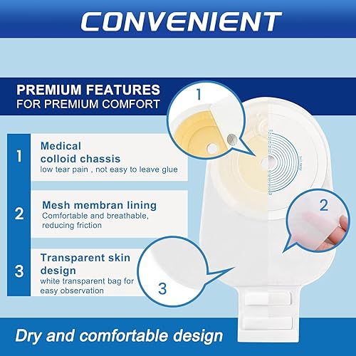 Miniatura 4 de CELECARE Bolsas de colostomía 20 piezas, bolsas de ostomía de una pieza, suministros de ostomía para ileostomía, colostomía, equipado con
