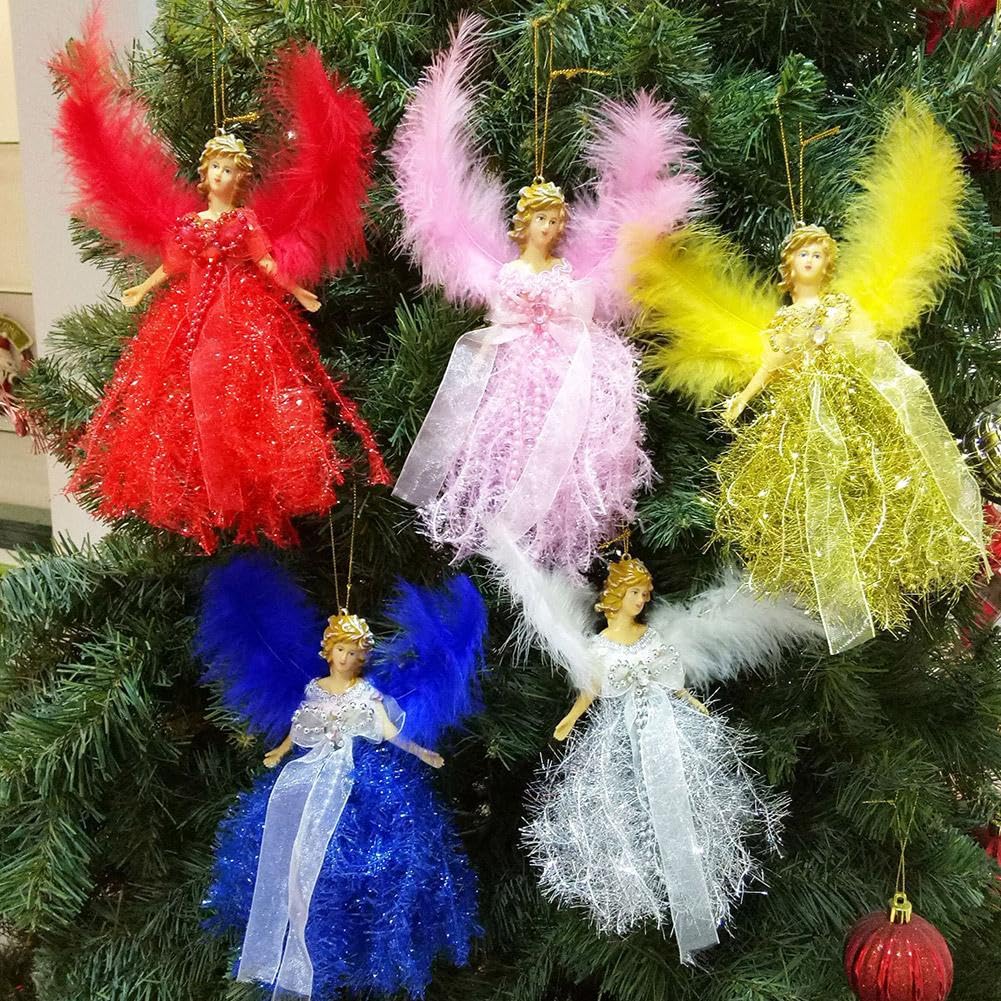 Lot De 4 Pendentifs Anges En Peluche Pour Sapin De Noël - Décorations Douces Et Traditionnelles - 6