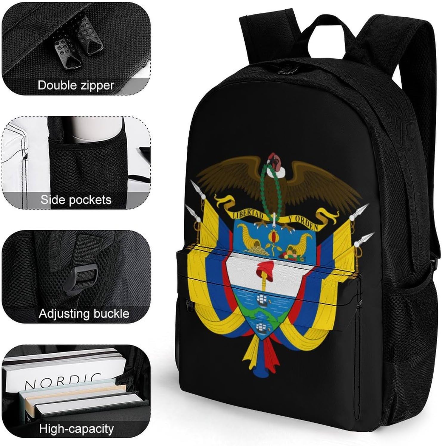 Colombia Coat of Arms Backpack Lightweight Backpacks Work Bag