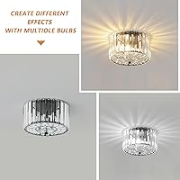 Vista 5 de Small Crystal Ceiling Light, Modern Semi Flush Mount Ceiling Lighting Fixture, Black Small Chandelier Light Fixture, Entryway Light Fixture for