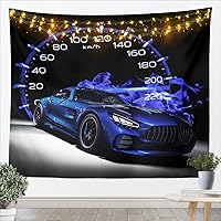 Vista 4 de Feelyou Tapiz de pared rojo de coche de carreras para niños, tapiz de coche deportivo de velocidad para colgar en la pared para niños y niñas, tapiz