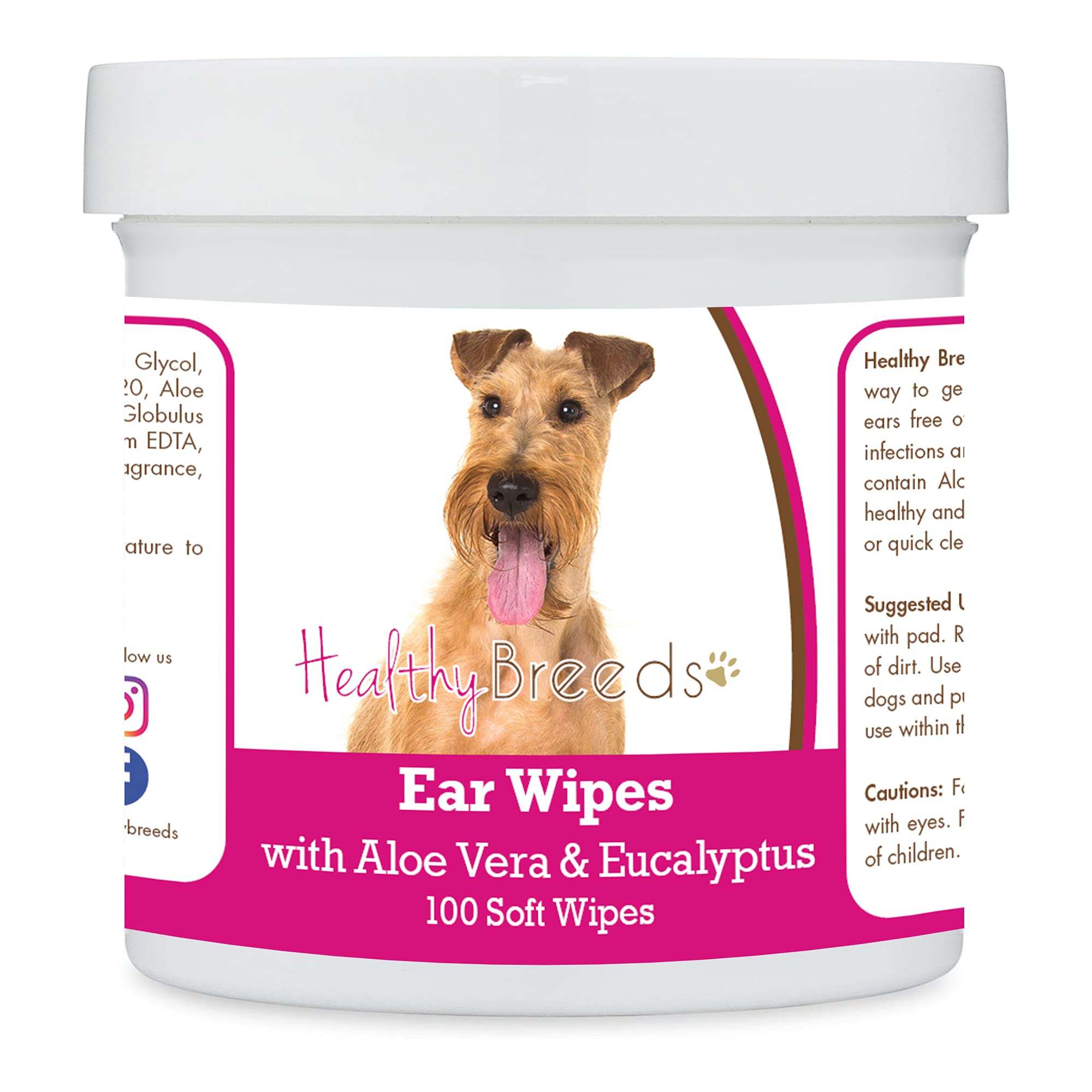Healthy Breeds Irish Terrier Ear Cleaning Wipes with Aloe &amp; Eucalyptus for Dogs 100 Count