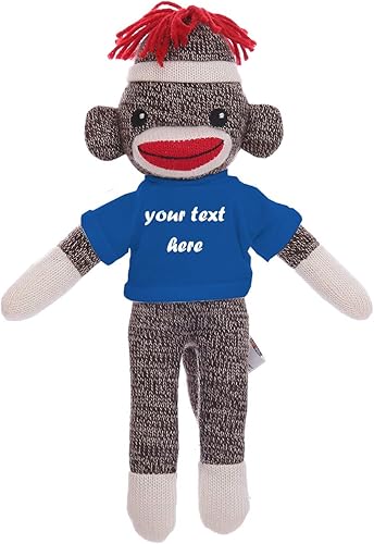 Miniatura 9 de Plushland Lindo mono marrón de 8 pulgadas, regalo personalizado de animal de peluche, texto personalizado en la camisa, gran regalo para el día de