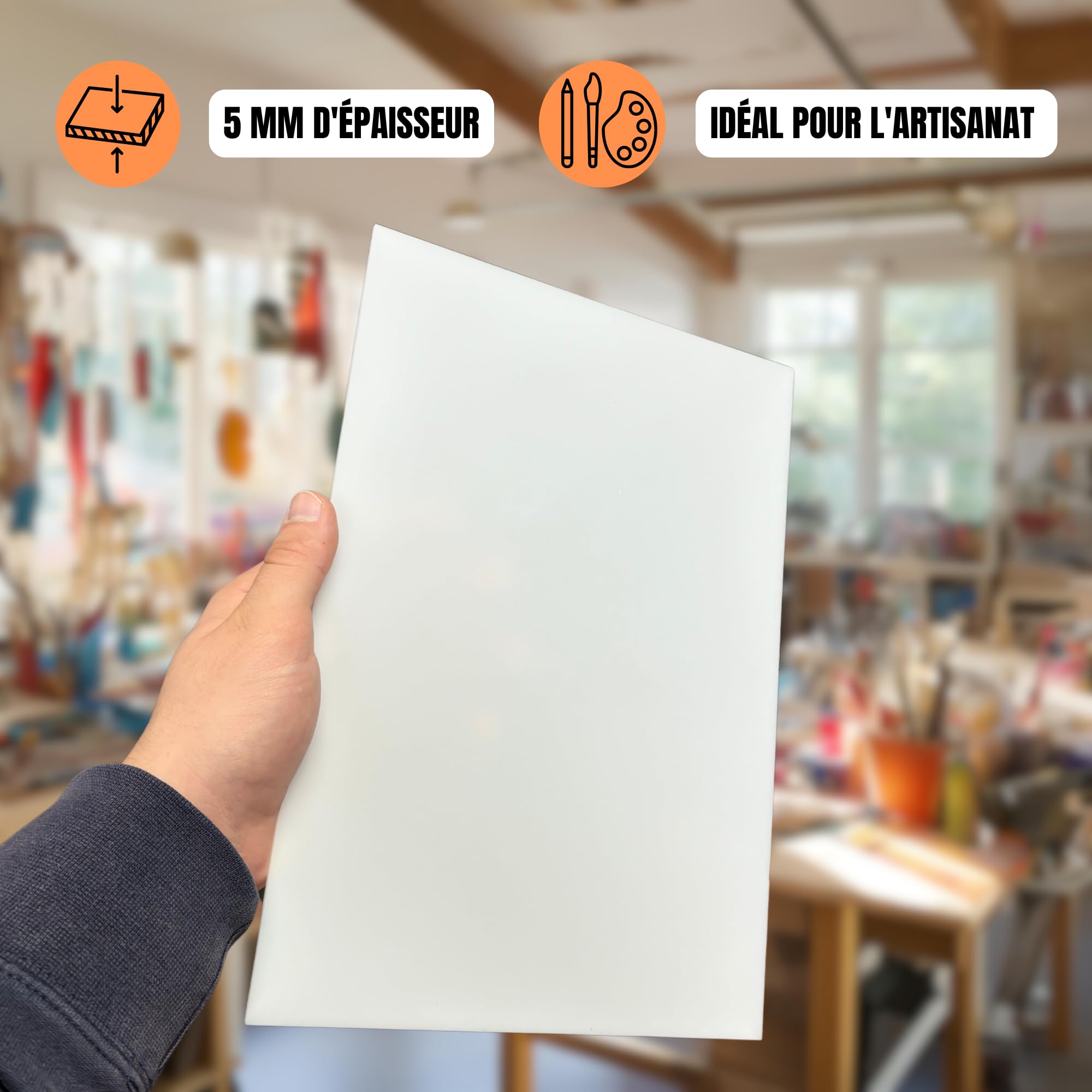 GOYAPRINT Méthacrylate blanc opale 5 mm Plaque acrylique Feuille de plastique rigide Blanc (2, 21 x 29,7 cm)