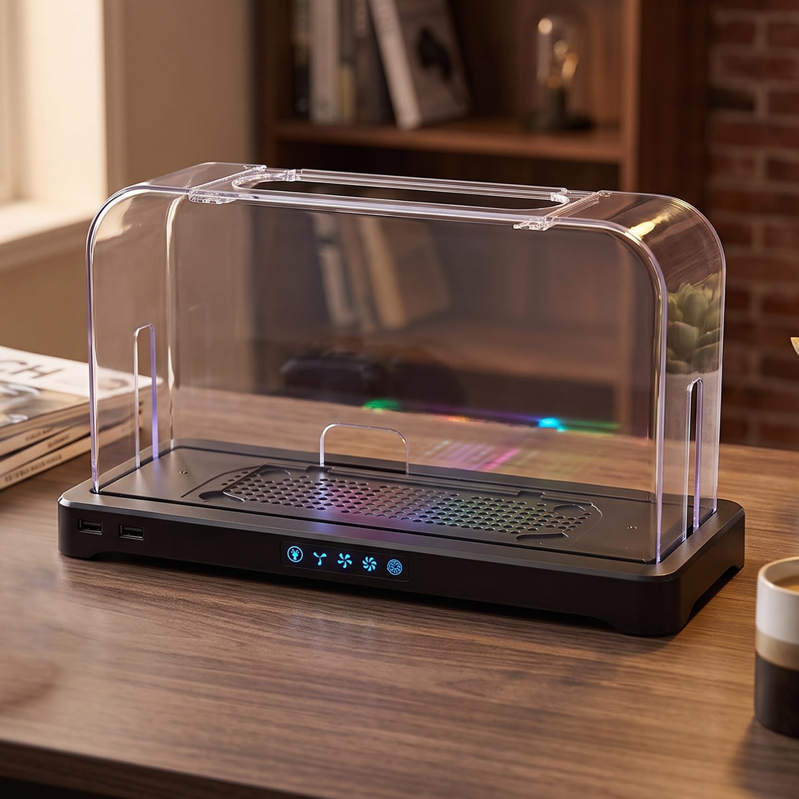XUMIUZIY Stojak na Wentylator Chłodzący konsolę 2 z Oświetleniem RGB, 3