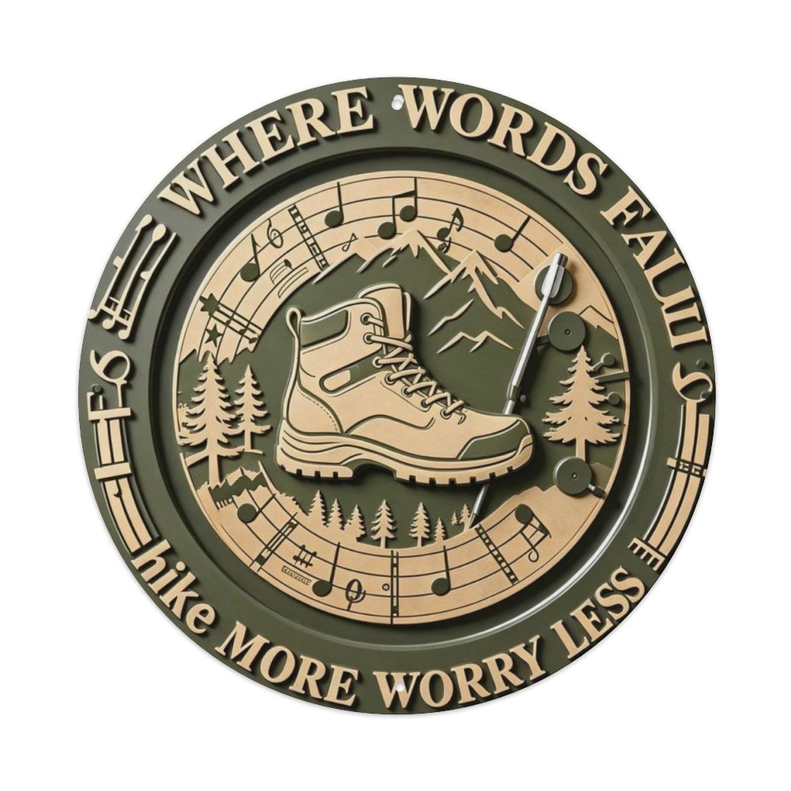 Hike More Worry Less Metal Tin Sign Plaque