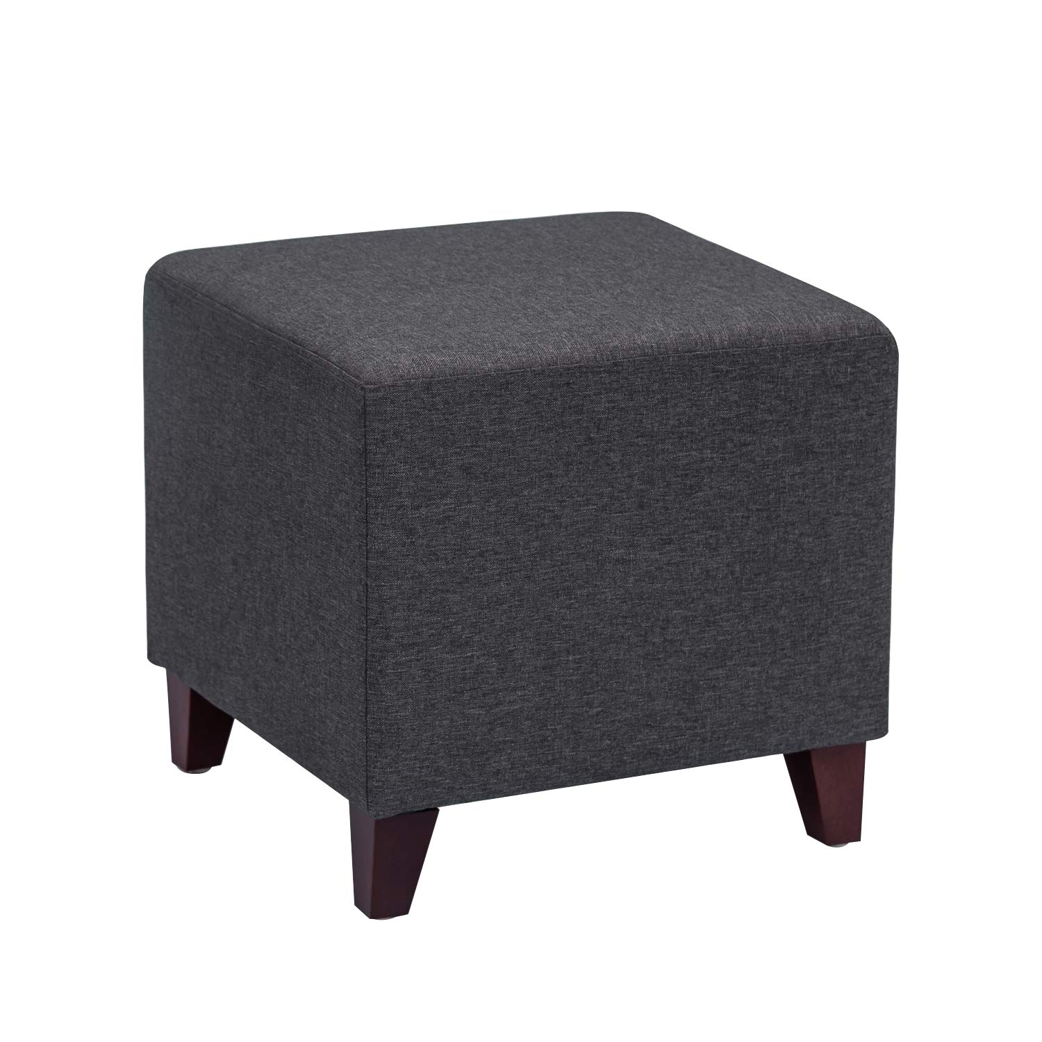 Joveco Ottoman Foot Rest 16" Square Fabric Stool (Dark Grey)