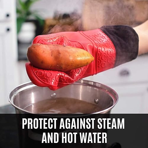 Miniatura 7 de HOMWE Tabla de cortar de cocina y guante de horno de silicona profesional extra largo