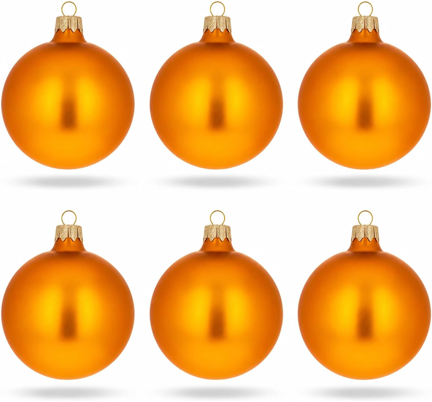 Set of 6 Matte Gold Glass Ball Christmas Ornaments 3.25 Inches