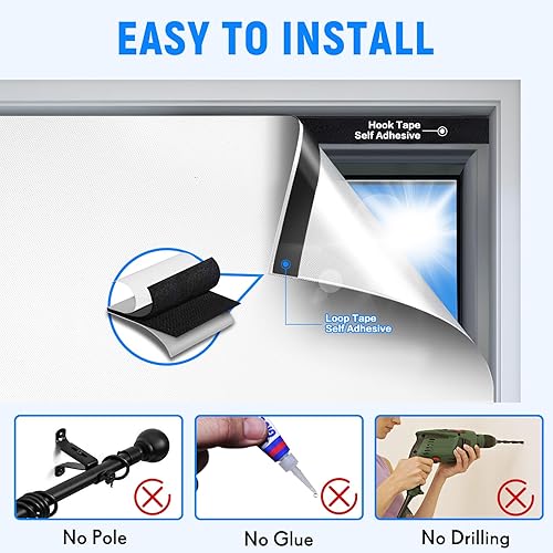 Miniatura 2 de Cortinas opacas para dormitorio, persianas opacas autoadhesivas para interiores, sin taladrar ni herramientas, protección UV, persianas enrollables