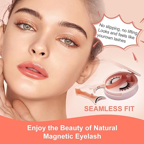 Magnetic Eyelashes with Applicator Natural Look, Portable Reusable Manga False Eyelashes Kit Easy to Wear Wispy Fluffy L11(Sultry Feline Wisps)