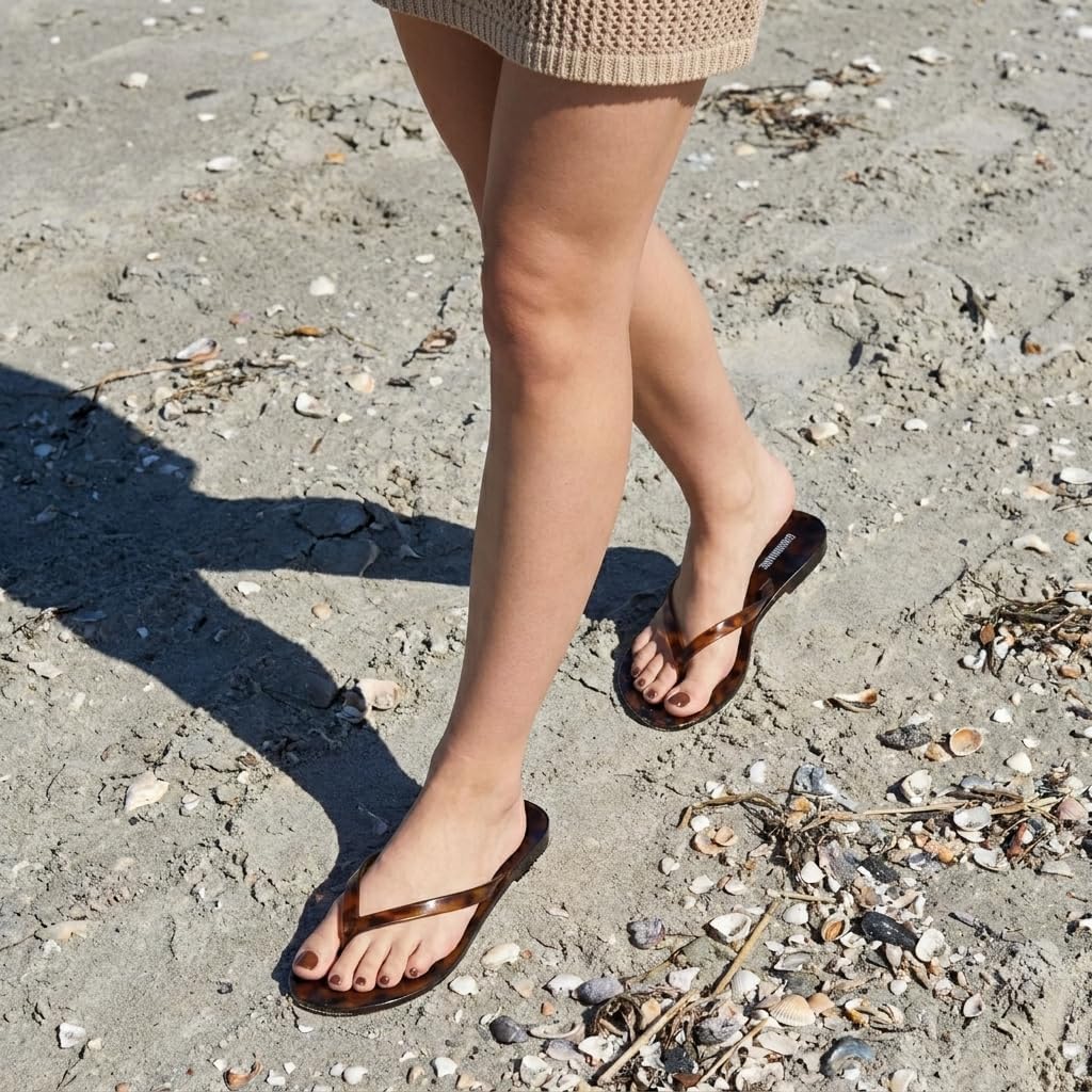 CUSHIONAIRE Aqua Jelly Flip Flops for Women