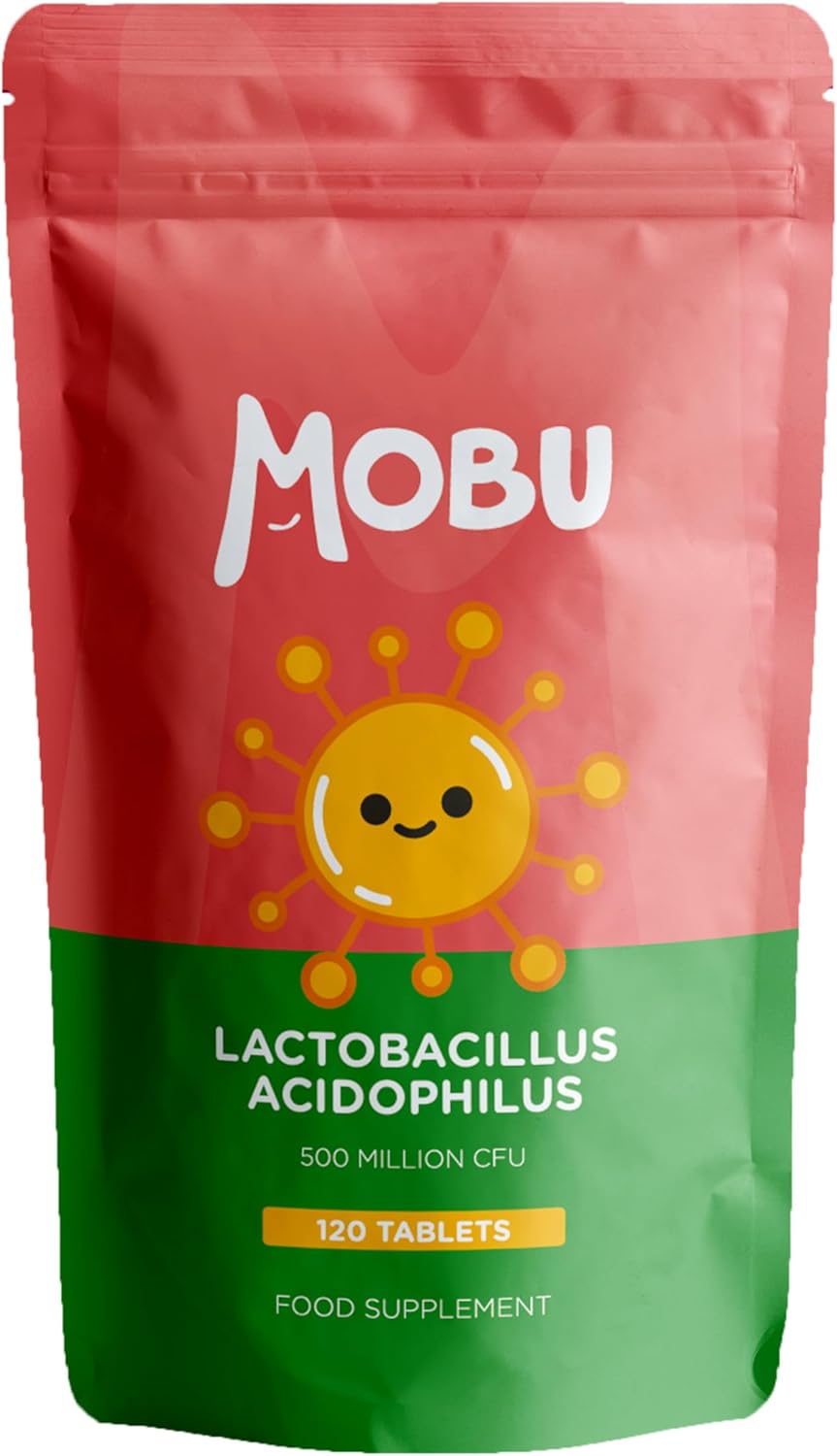 Acidophilus Lactobacillus 50mg Probiotic – 120 Tablets 500 Million CFU – Supports Healthy Gut Microbiome and Digestion System – Bloating Relief Probiotics – UK Made – GMP Approved – MOBU