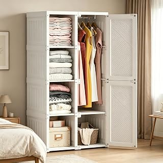White Cabinet JiaOyu - Multifunctional Folding Storage Furniture with Hinged Iron Suitable for Living Room, Bedroom, Apartment - Easy Assembly (136 x 50 x 69cm)