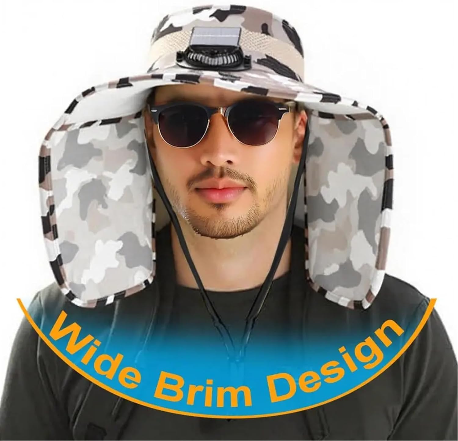 Outdoor Sun Hats for Men Women Fishing Hat with Removable & USB Charging Fan 1Pcs