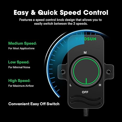 Miniatura 5 de VIVOSUN Ventilador de conducto de refuerzo en línea de 4 pulgadas 106 CFM con controlador de velocidad, ventilador de ventilación de escape HVAC con