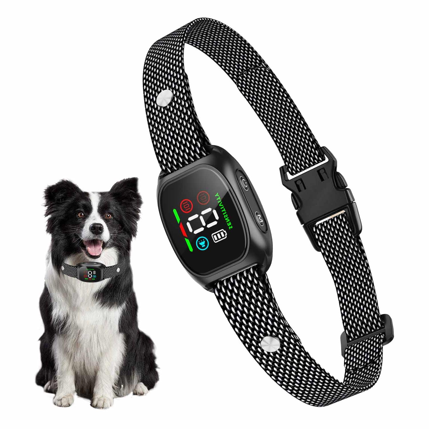 Anti Bark Collar, 8 Sensitivities No Shock Bark Collar, Rechargeable Collar with 4 Modes Beep & Vibration, for all dogs