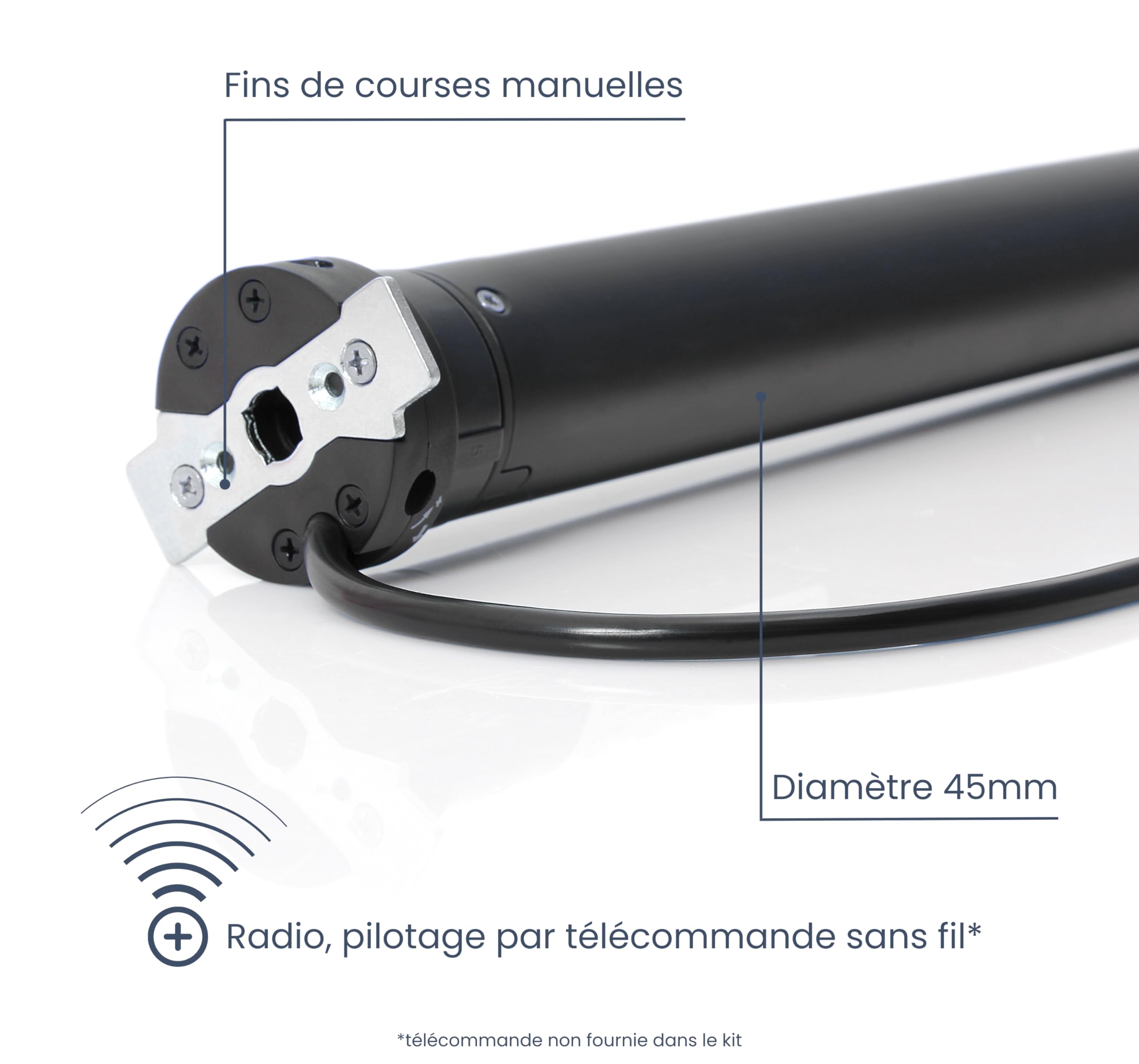 Moteur Volet Roulant Radio Ø45mm - AVOSDIM | Motorisation sans fil avec adaptations pour tube (Moteur + adaptations, 20Nm - Tube ZF54)