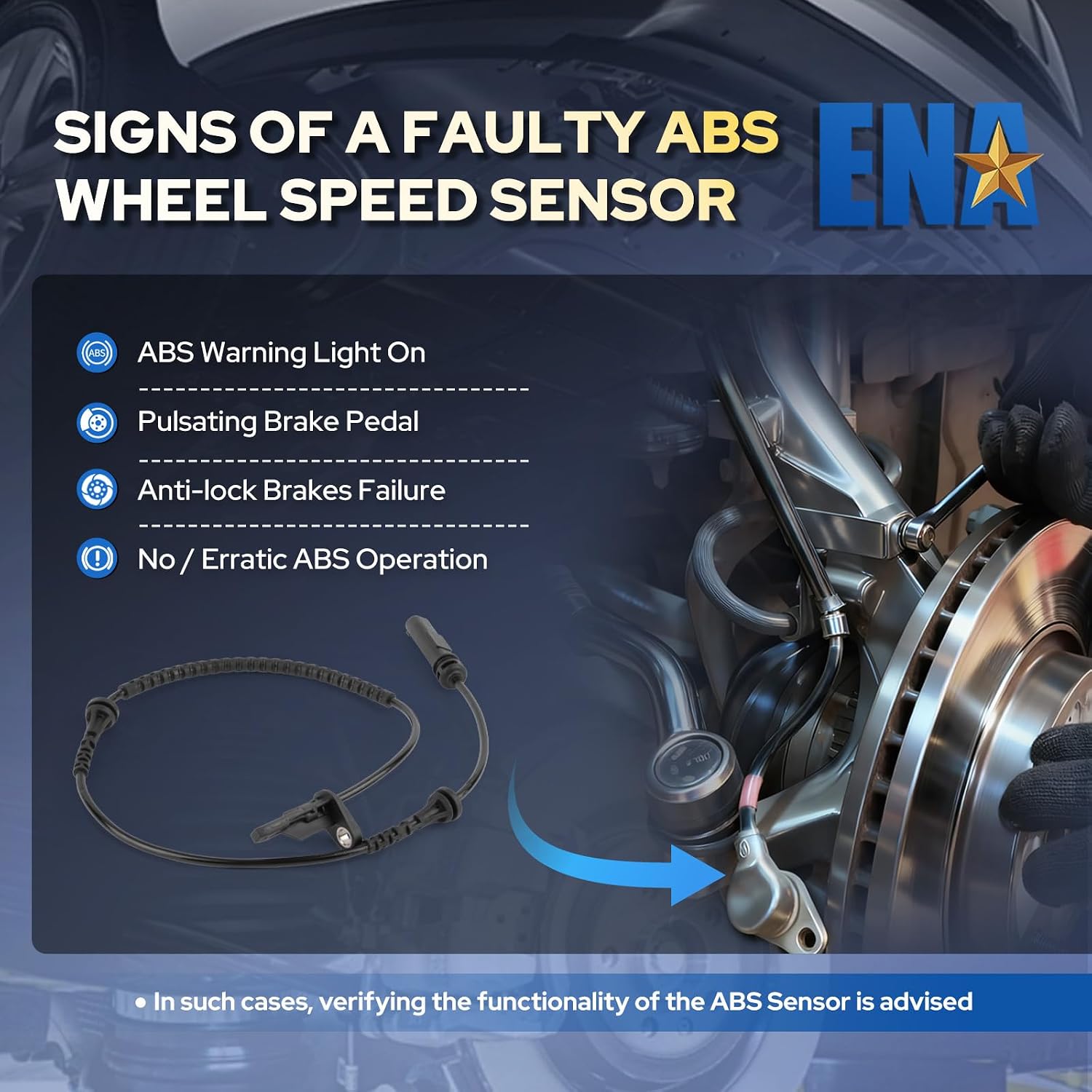 ENA Front Left or Right ABS Wheel Speed Sensor ALS3310 Compatible with BMW X2 X1 228i M235i xDrive Gran Coupe 1.5L 2.0L I3 L4 2019 2020 2021 2022 2023 2024 Replacement for 34525A61B45 34525A98F72