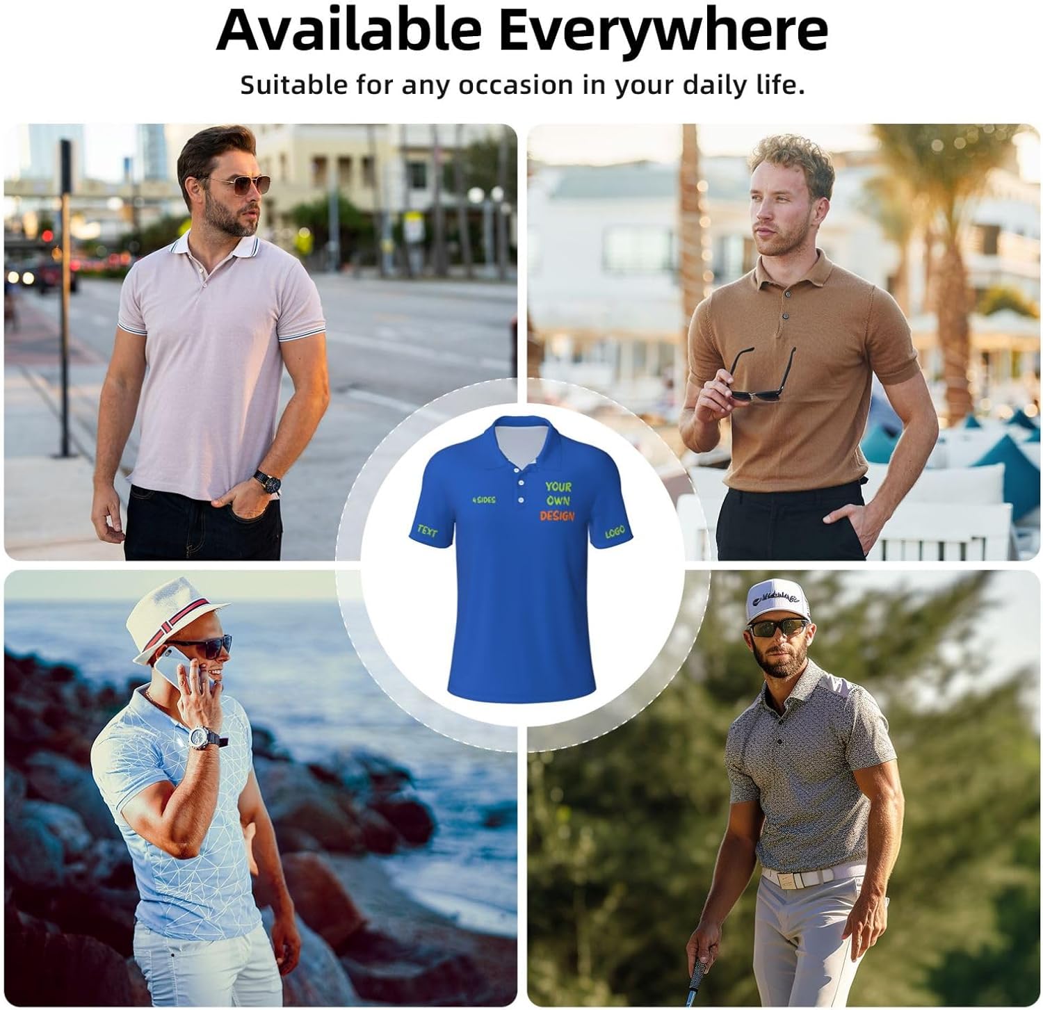 Custom Golf Shirts for Men with Logo Text Personalized Custom Mens Polo Shirts Short Sleeve - Image 6