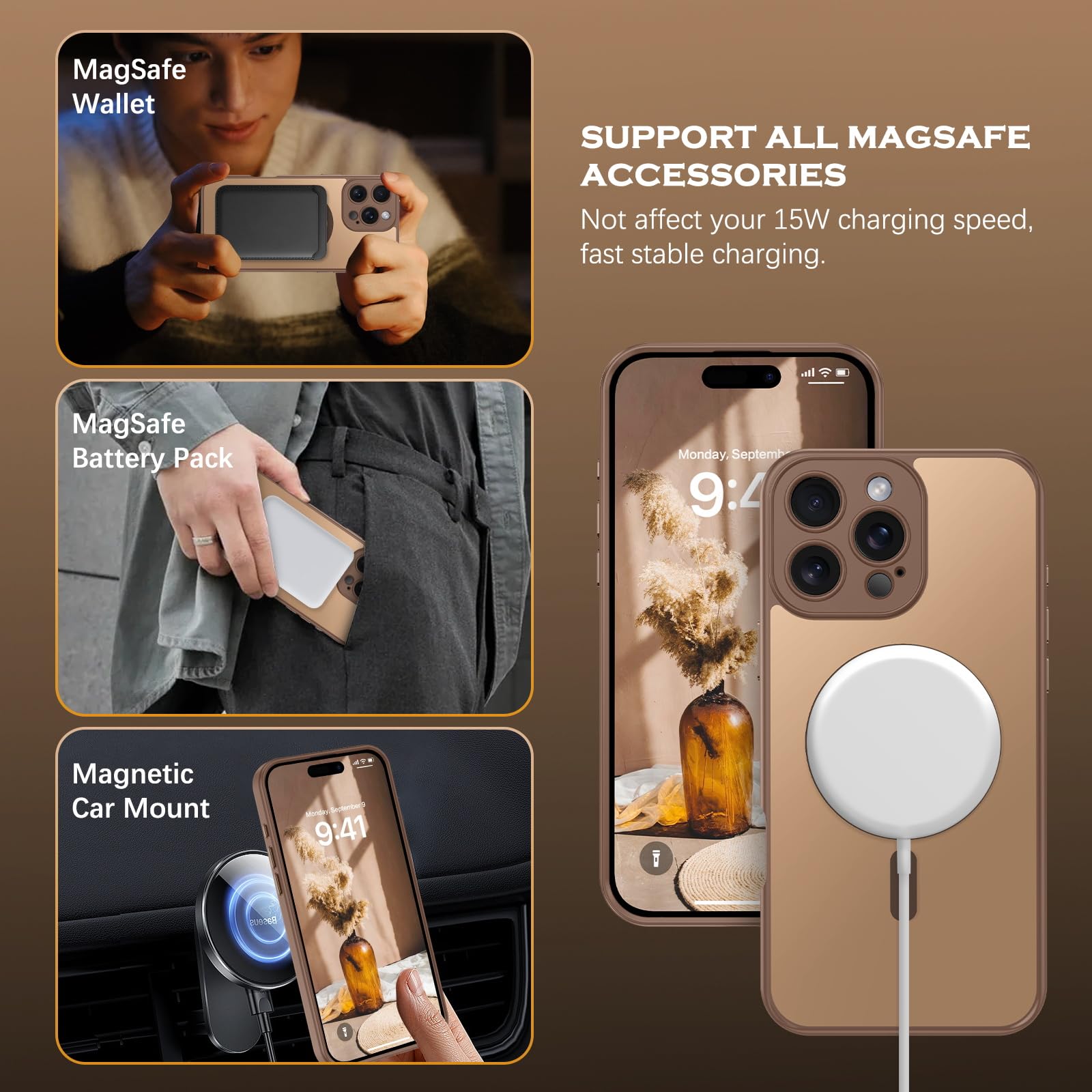 Coque IPhone 16e Compatible MagSafe - Translucide Mat, Antichoc Militaire, Protection Caméra - Titane Sable - 9