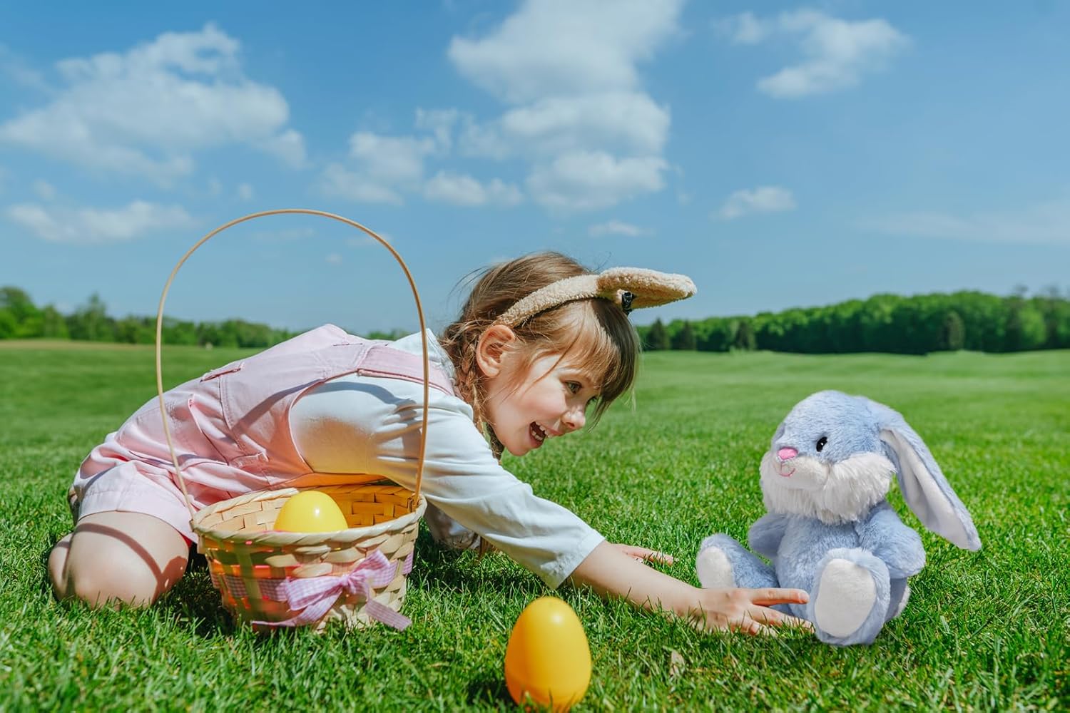 HollyHOME Bunny Stuffed Animal, Easter Bunny Plush Toys, Soft and Cuddly Stuffed Rabbit Easter Gift for Kids Baby Girls 7inch Blue
