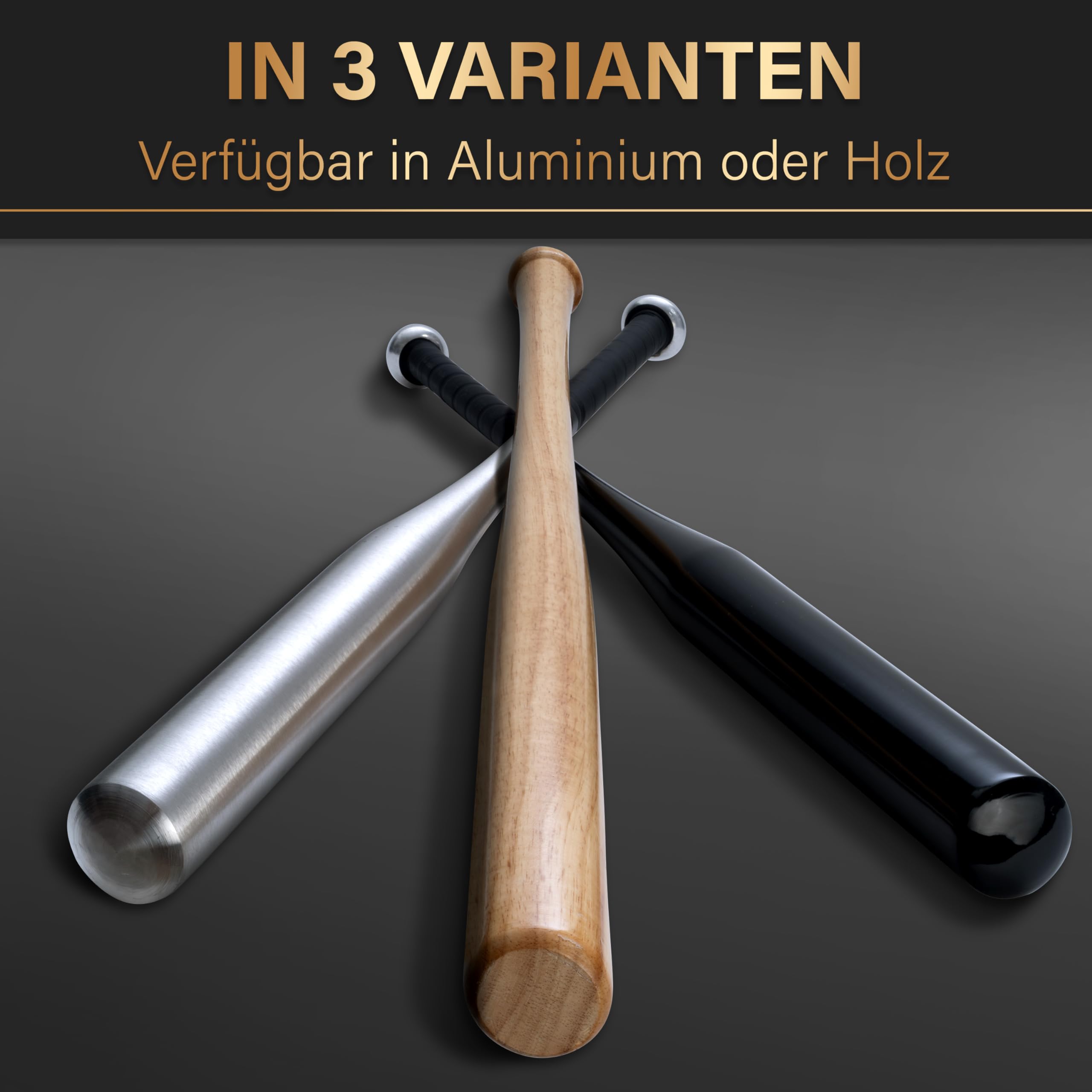 Heldenwerk Baseballschläger aus Holz oder Aluminium - Rutschfester Griff - Solide verarbeitet 31 Zoll