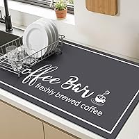 Vista 9 de Findosom Tapete de Secado de Platos de 12" x 20", Tapete de Café Súper Absorbente y Cortable, Tapete de Barra que Oculta Manchas para Encimera