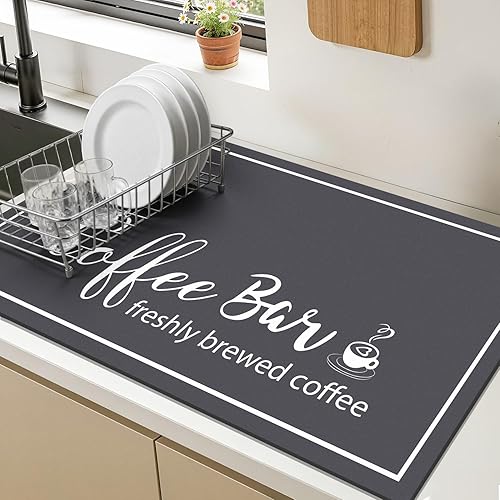 Miniatura 9 de Findosom Tapete de Secado de Platos de 12" x 20", Tapete de Café Súper Absorbente y Cortable, Tapete de Barra que Oculta Manchas para Encimera