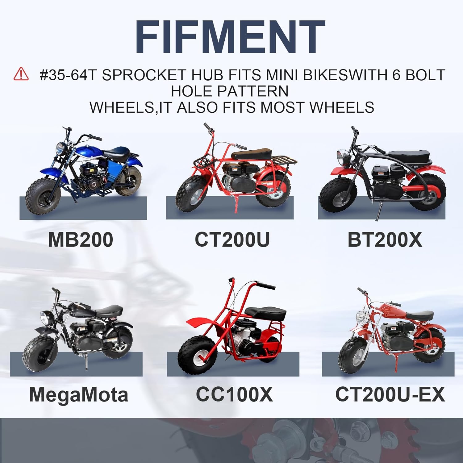 Universal 35 Chain 64T Split Sprocket with Adapter for Predator 212cc 196cc 79cc Go Kart Mini Bike CT200U-EX CT200U BT200X CT100U MB200 MBX11 Motorcycle Silver
