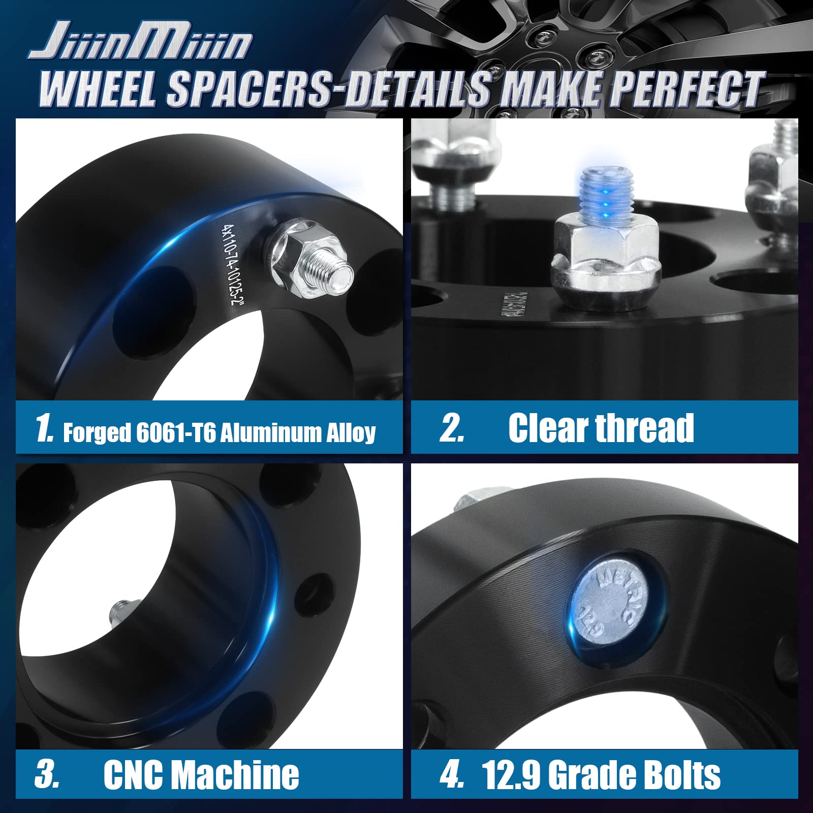 GXYWADY Wheel Spacers 2 inch (50mm) 4x110mm M10x1.25 Studs