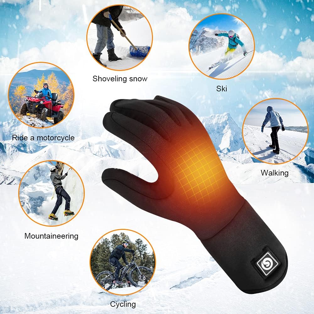 Heated Gloves, Battery Electric Heated Glove Liners for Men Women Ultra-Thin Hand Warmers Rechargeable Touchscreen Winter Gloves for Hiking Ski Riding Cycling, Black (XS/S) - Image 2