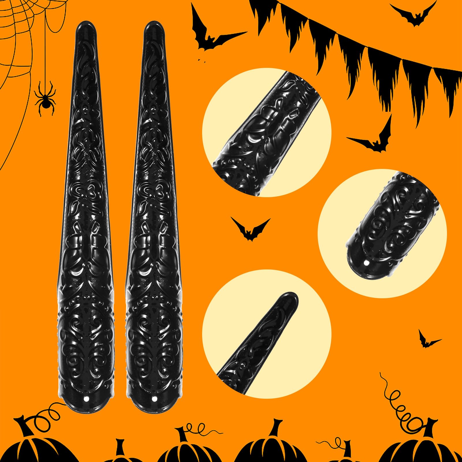 Tucnoeu 20 Pcs Black Finger Claws for Halloween Adjustable Claw Rings and Claw Nails for Scary Halloween Costumes Perfect for Cosplay and Gothic Accessories - Image 3