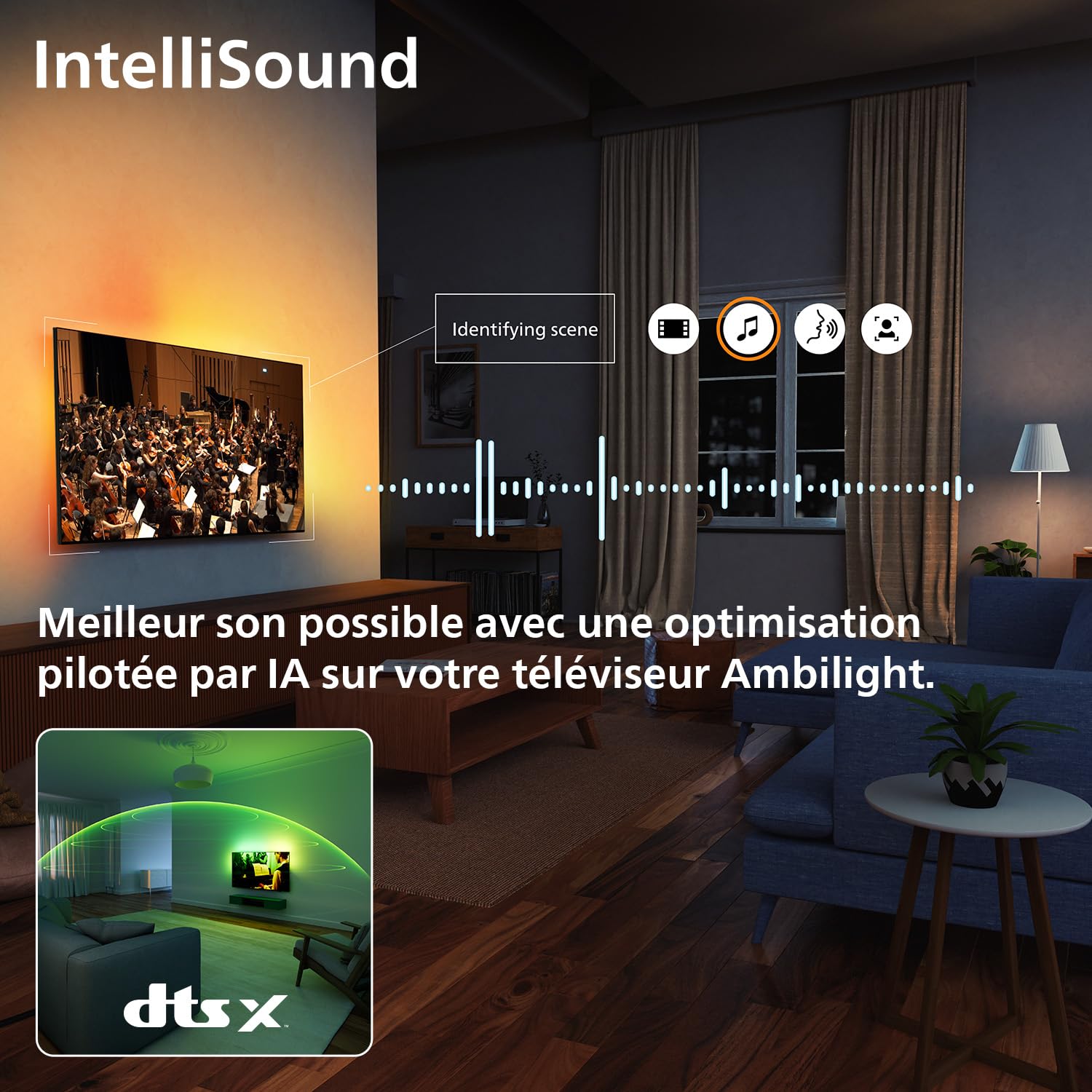 PHILIPS 75PQS7801/12 téléviseur Intelligent 4K LED Ambilight, 75 Pouces, Pixel Precise Ultra HD, Titan OS, Son Dolby Atmos
