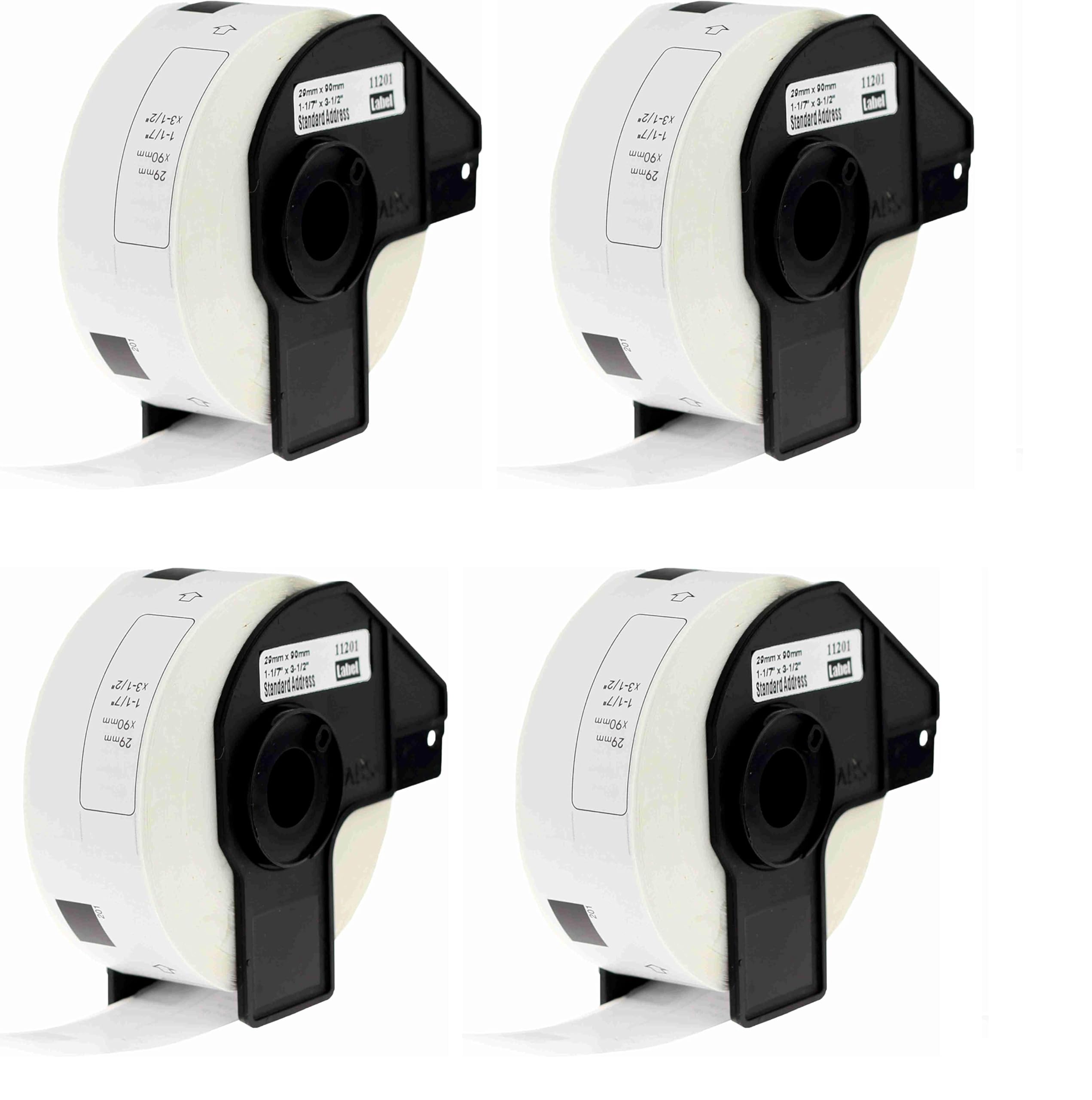 SKY 4-PCS DK-11201 29mm x 90mm White Standard Address Labels - 400 Labels per Roll - for P-Touch QL-1110NWB QL-1100 QL-1060N QL-500 QL-570 QL-580 QL-700 QL-710W QL-800 QL-810W QL-820NWB