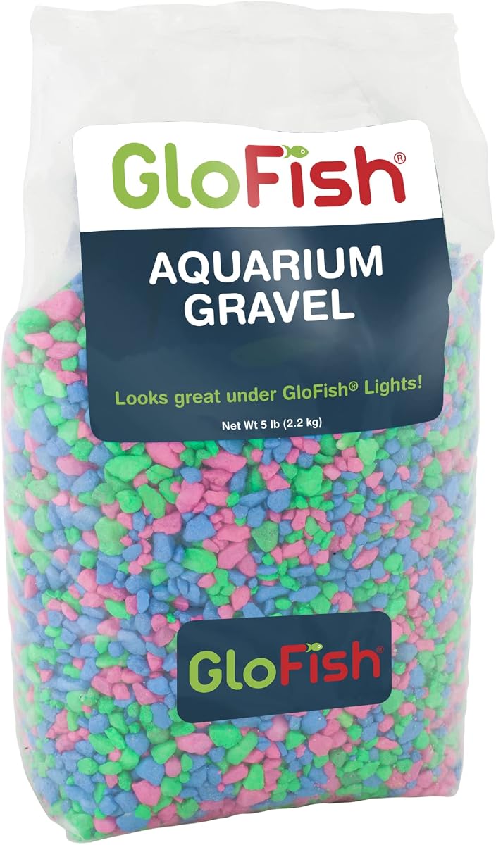 Grava para acuario GloFish, mezcla rosa/verde/azul, complementa los tanques GloFish, 5 libras