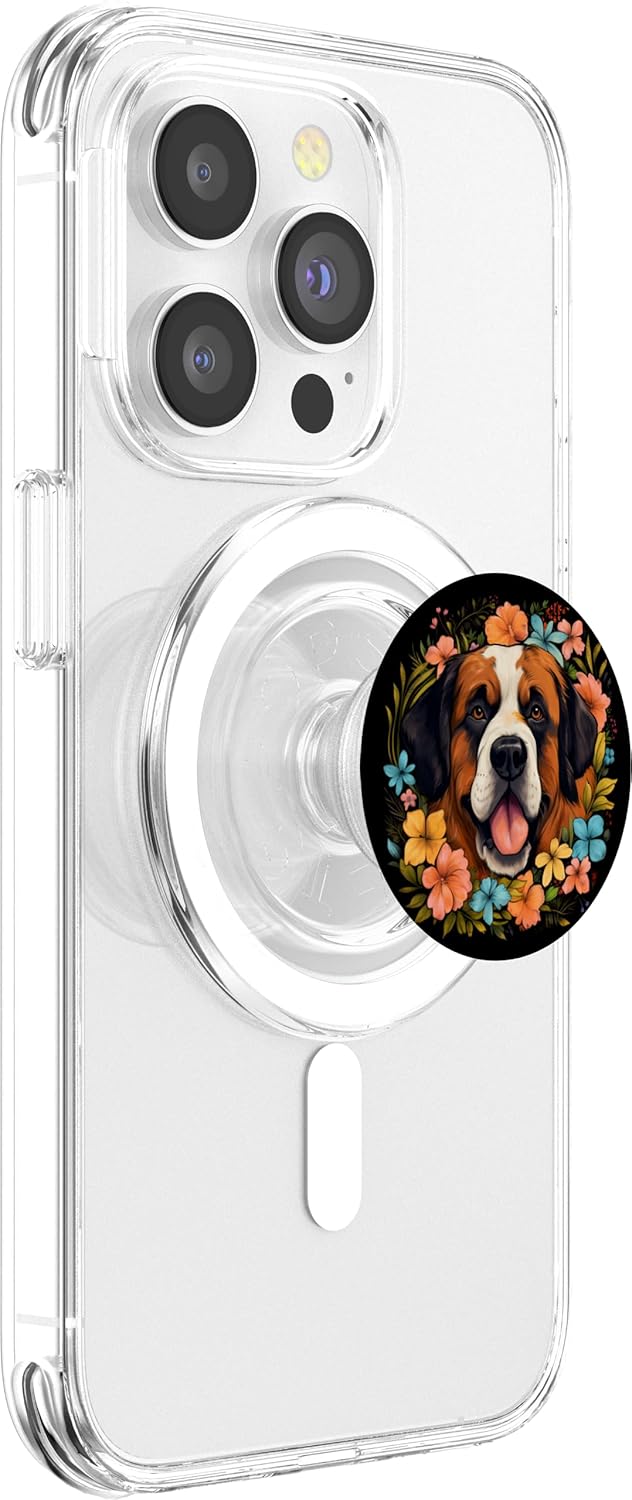 Colorful St Bernard watercolor Art Pet Dog Mom St Bernard PopSockets MagSafe PopGrip for iPhone